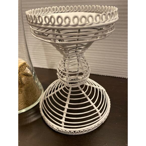 Beach Scene w Shells & Myrtle Beach Sand in Vase on White Metal Wire Stand - Picture 9 of 10